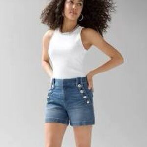 White House Black Market Mariner Button Jean Shorts High Rise 5” Inseam